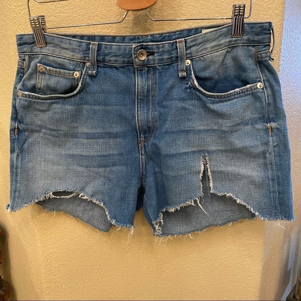 RAG & BONE Dre Low Rise Raw Hem Ripped Jean Shorts Size 30